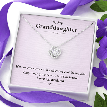 To My Granddaughter - Together Forever in Your Heart | Beautiful 14k White Gold Family Forever Love Knot | Granddaughter Keepsake Gift w/ Message Card