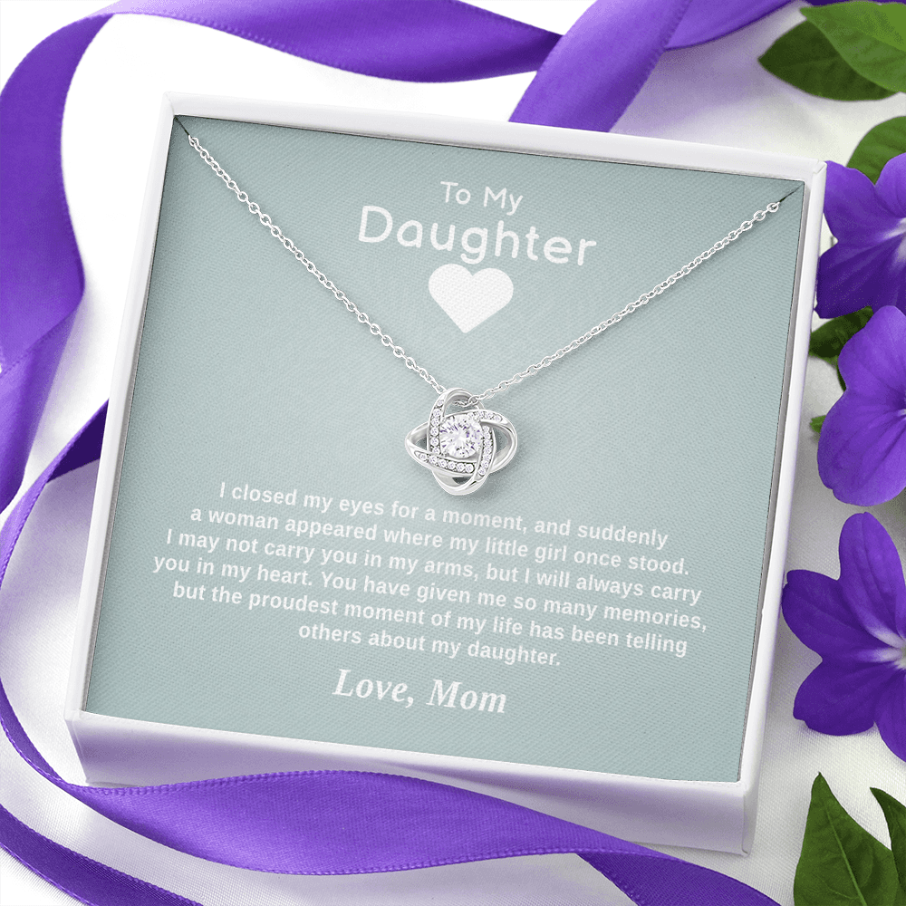 Daughter — My Little Girl (Love, Mom) | 14k White Gold Stainless Steel Necklace for Daughter