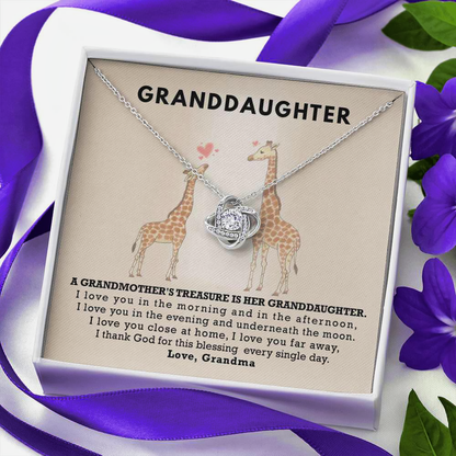 To My Grand Daughter - A Grand Mother's Treasure | Handcrafted 14k White Gold Family Knot Necklace