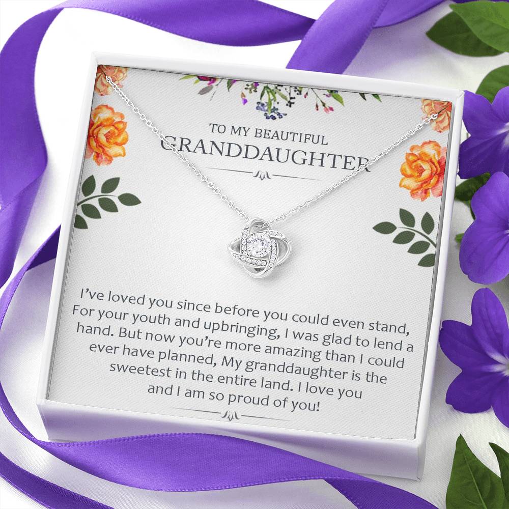 To My Grand Daughter - I Am So Proud of You | Handcrafted Artisan 14k Brilliant Gold Family Knot Necklace