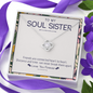 To My Soul Sister - Friends Connected At Heart 14k White Gold Necklace