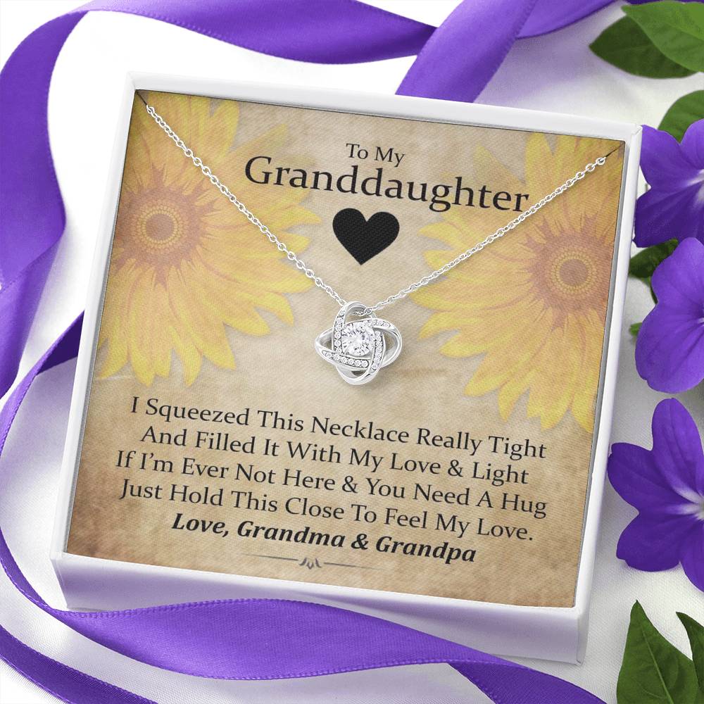 To My Grand Daughter - If I'm Ever Not Here ( Love Grandma & Grandpa) | Stunning Handcrafted 14k Brilliant Gold Family Knot Necklace