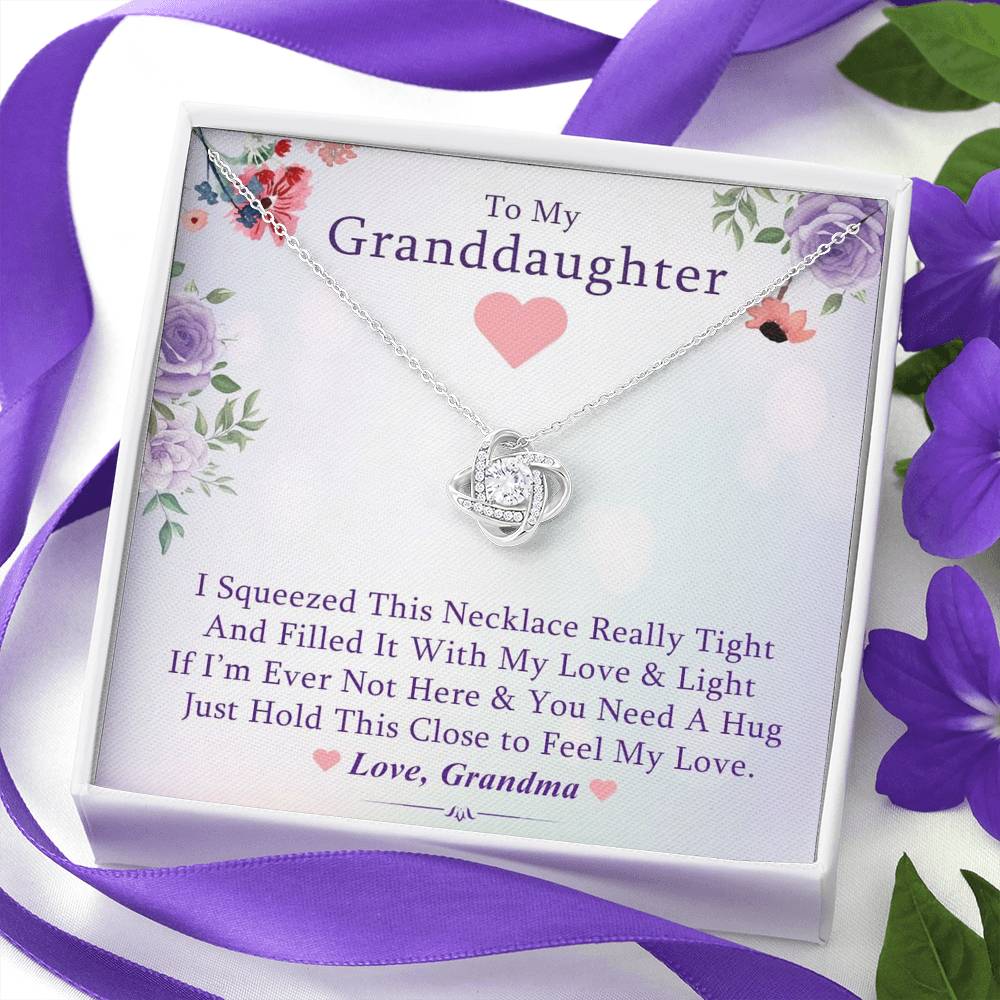 To My Grand Daughter - If I'm Not Here (Purple Floral Card) | Handcrafted 14k Brilliant Family Knot Necklace