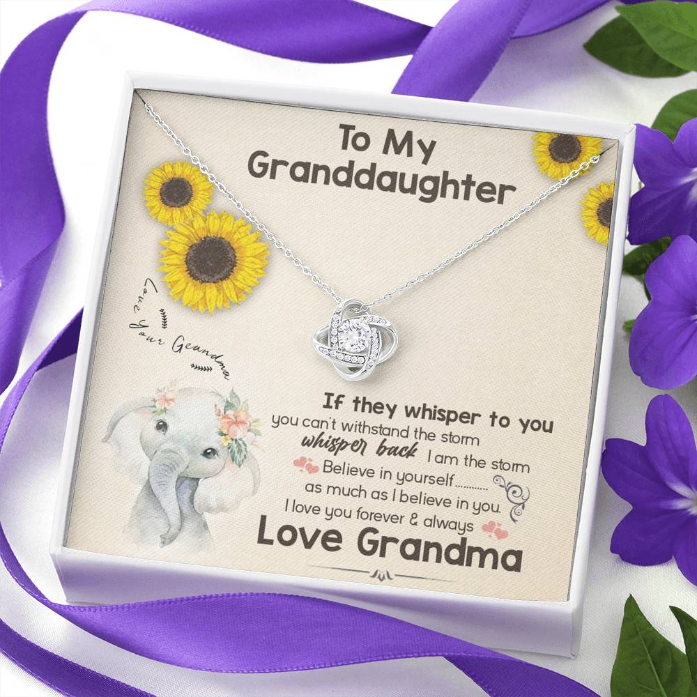 To My Grand Daughter - Believe In Yourself | Artisan Crafted 14k Brilliant Gold Family Knot Necklace