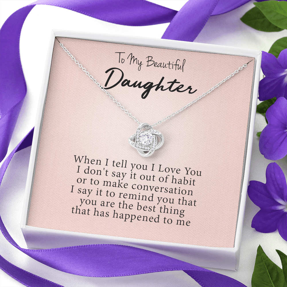 To My Granddaughter - I Love You | Beautiful 14k White Gold Family Forever Love Knot | Granddaughter Keepsake Gift w/ Message Card