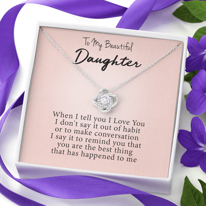 To My Granddaughter - I Love You | Beautiful 14k White Gold Family Forever Love Knot | Granddaughter Keepsake Gift w/ Message Card