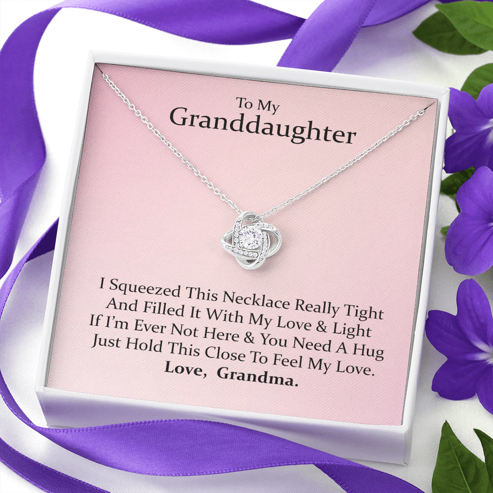 To My Granddaughter - Your Heart is Special | Beautiful 14k White Gold Family Forever Love Knot | Granddaughter Keepsake Gift w/ Message Card