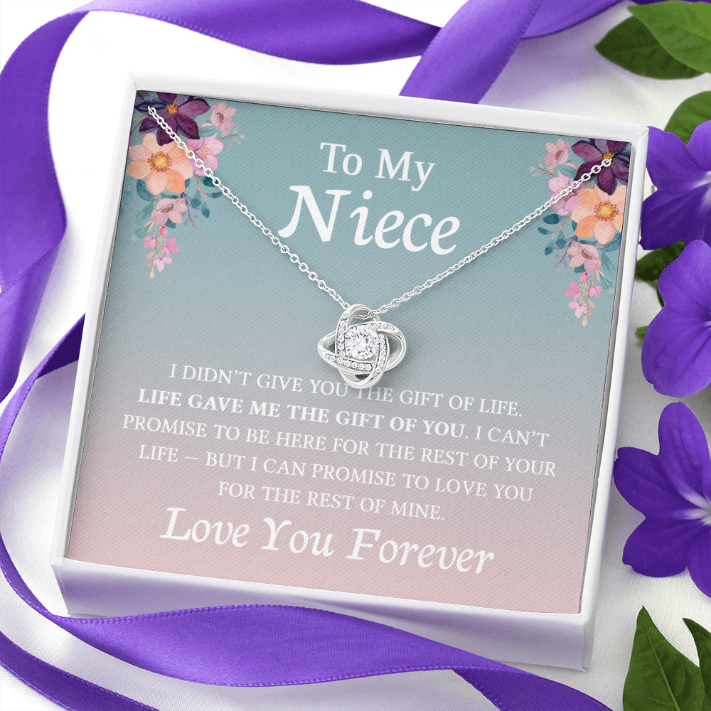Necklace for Niece | 14k White Gold & Stainless Steel With Box and Poem Card (Lily)