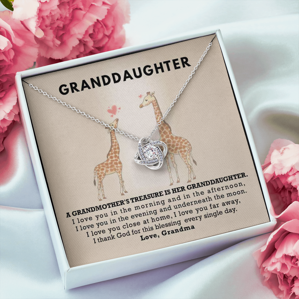 To My Grand Daughter - A Grand Mother's Treasure | Handcrafted 14k White Gold Family Knot Necklace