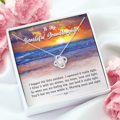 To My Beautiful Grand Daughter - When You are Feeling Low | Stunning Hand-crafted 14k Brilliant Gold Family Knot Necklace