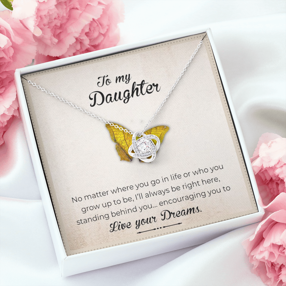To My Daughter - Live Your Dreams | Artisan Crafted 14k Gold Family Knot Necklace