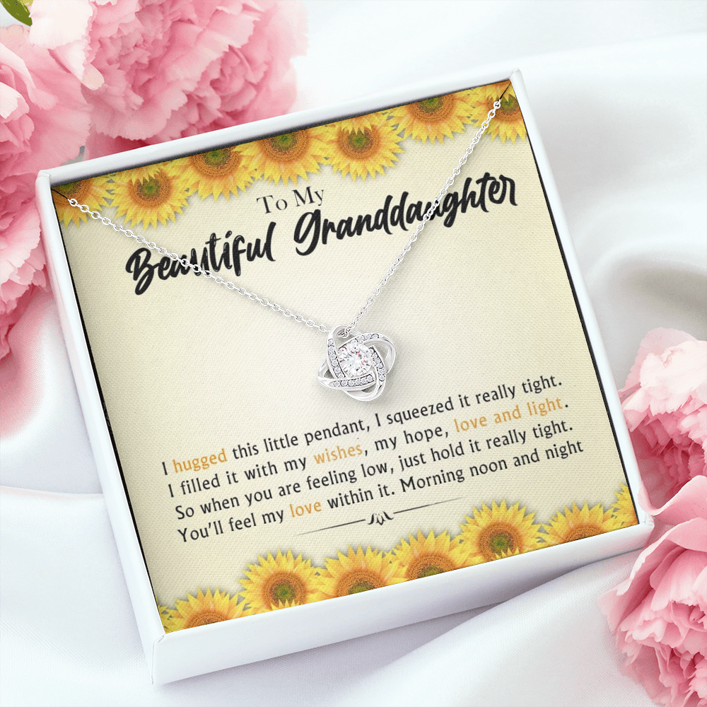 To My Beautiful Grand Daughter -  When You Are Feeling Low | Artisan 14K White Gold Family Knot Necklace