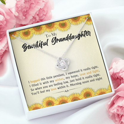 To My Beautiful Grand Daughter -  When You Are Feeling Low | Artisan 14K White Gold Family Knot Necklace