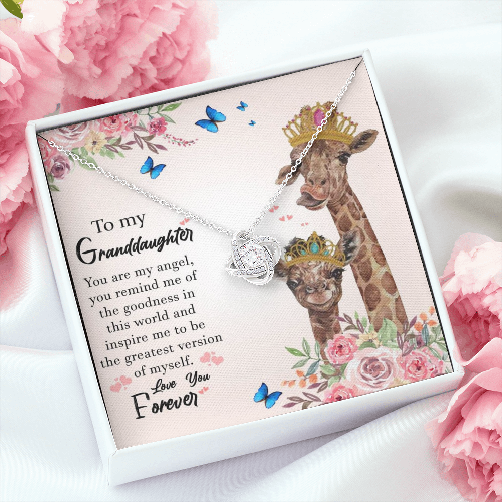 To My Grand Daughter - You Are My Angel | Artisan Crafted 14k Brilliant Gold Family Knot Necklace