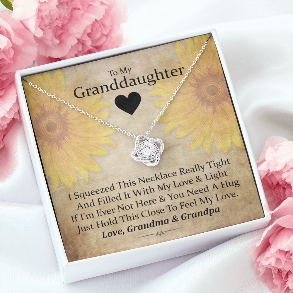 To My Grand Daughter - If I'm Ever Not Here ( Love Grandma & Grandpa) | Stunning Handcrafted 14k Brilliant Gold Family Knot Necklace