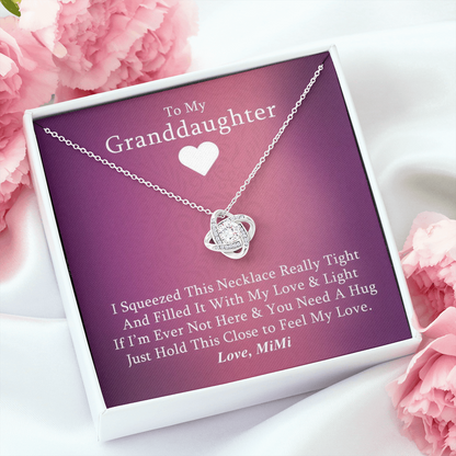 To My Grand Daughter - If You Need A Hug (Love Mimi) | Artisan Crafted 14k Gold Family Knot Necklace