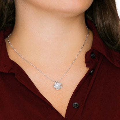 To My Grand Daughter - If You Need A Hug | Handcrafted 14k White Gold Family Knot Necklace