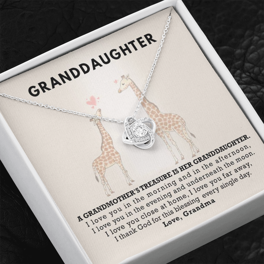 To My Grand Daughter - A Grand Mother's Treasure | Handcrafted 14k White Gold Family Knot Necklace