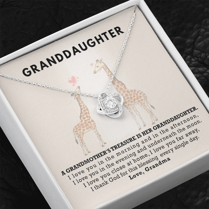To My Grand Daughter - A Grand Mother's Treasure | Handcrafted 14k White Gold Family Knot Necklace