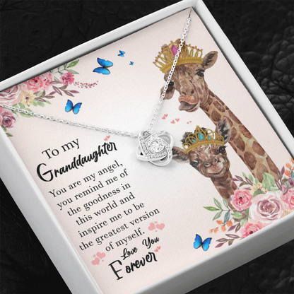 To My Grand Daughter - You Are My Angel | Artisan Crafted 14k Brilliant Gold Family Knot Necklace