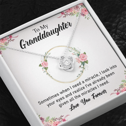 To My Grand Daughter - When I Need A Miracle | Artisan Crafted 14k Brilliant Gold Family Knot Necklace