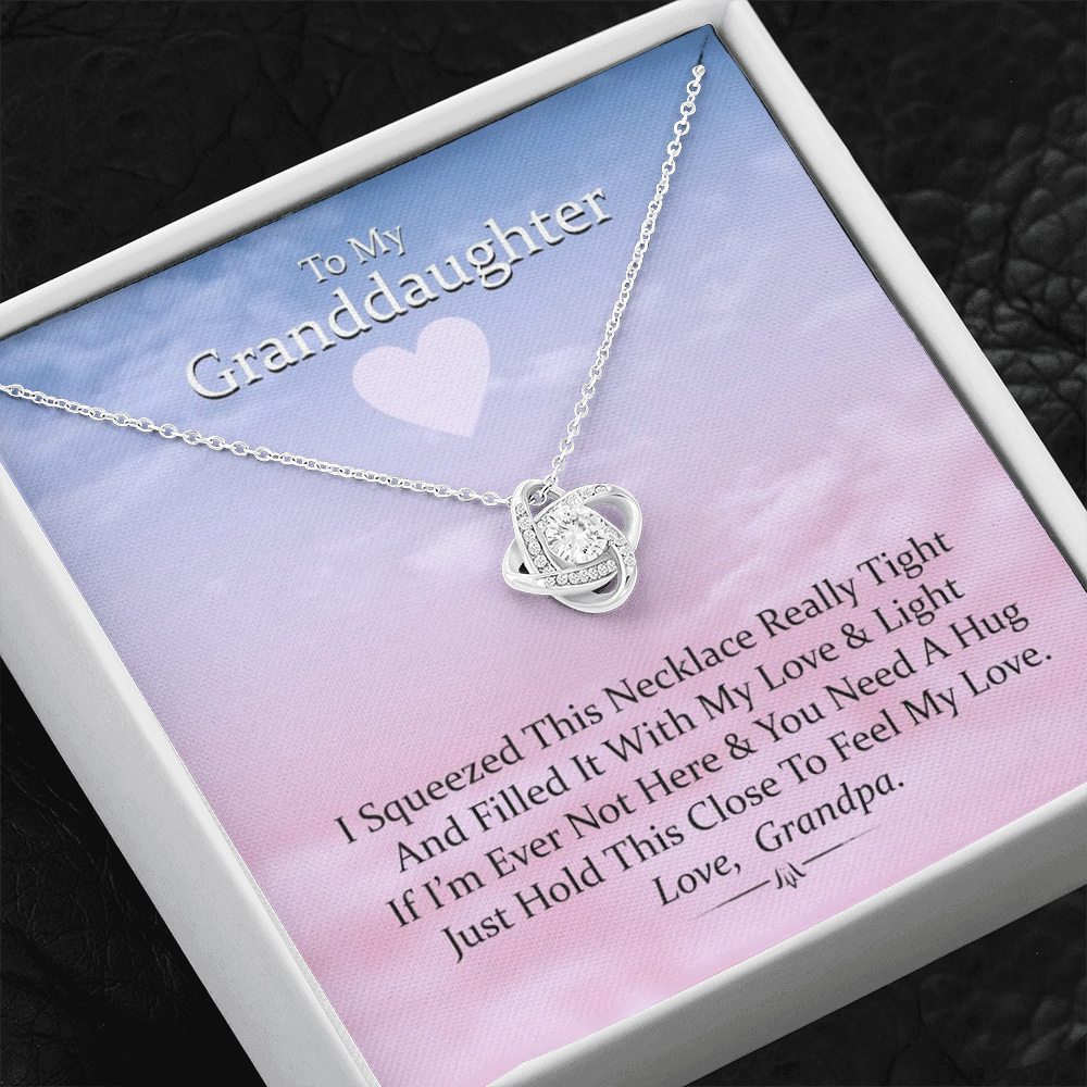 To My Grand Daughter - If I'm Not Here (Love Grandpa) | Artisan Crafted 14k Brilliant Gold Family Knot Necklace