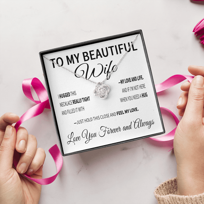 To My Beautiful Wife — My Love and Life | 14k White Gold and Surgical Grade Stainless Steel | Lifetime Warranty, Message Card, & Jewelry Box