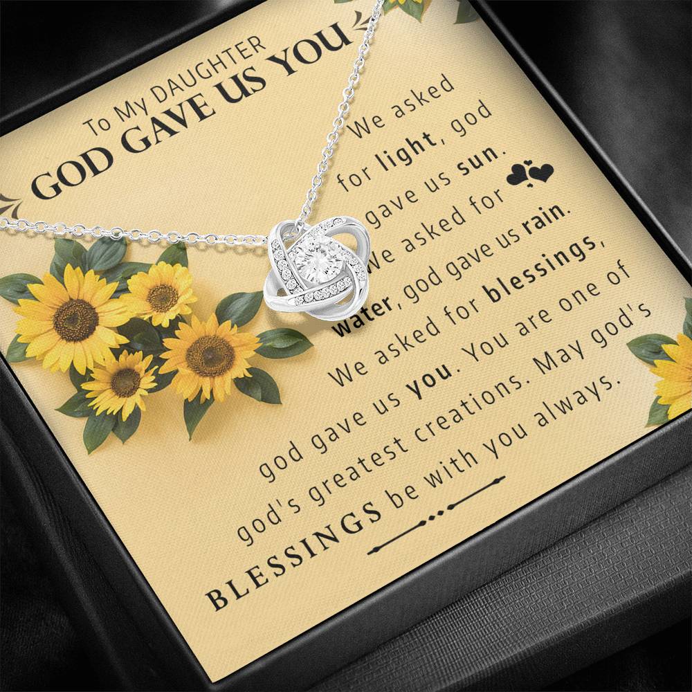 To My Daughter - God Gave Us You | Artisan Crafted 14k Gold Knot Necklace