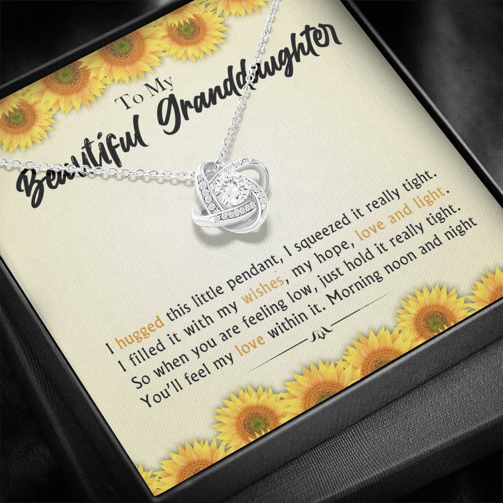 To My Beautiful Grand Daughter -  When You Are Feeling Low | Artisan 14K White Gold Family Knot Necklace