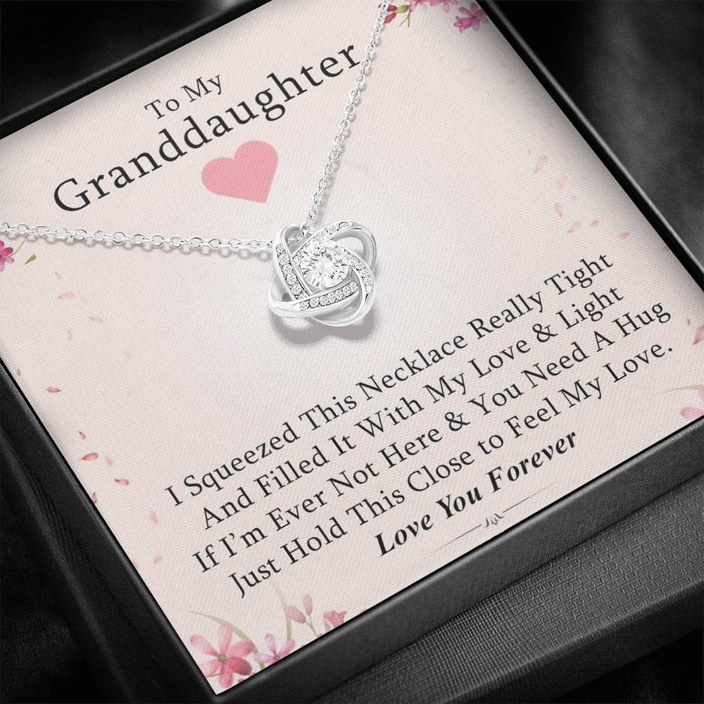 To My Grand Daughter - If You Need A Hug | Handcrafted 14k White Gold Family Knot Necklace