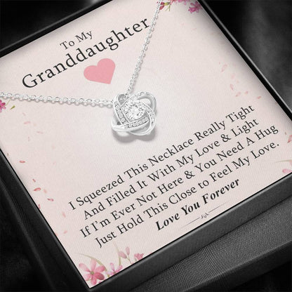 To My Grand Daughter - If You Need A Hug | Handcrafted 14k White Gold Family Knot Necklace