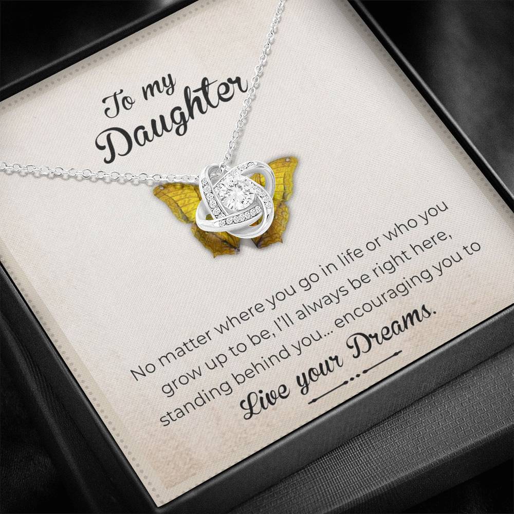To My Daughter - Live Your Dreams | Artisan Crafted 14k Gold Family Knot Necklace