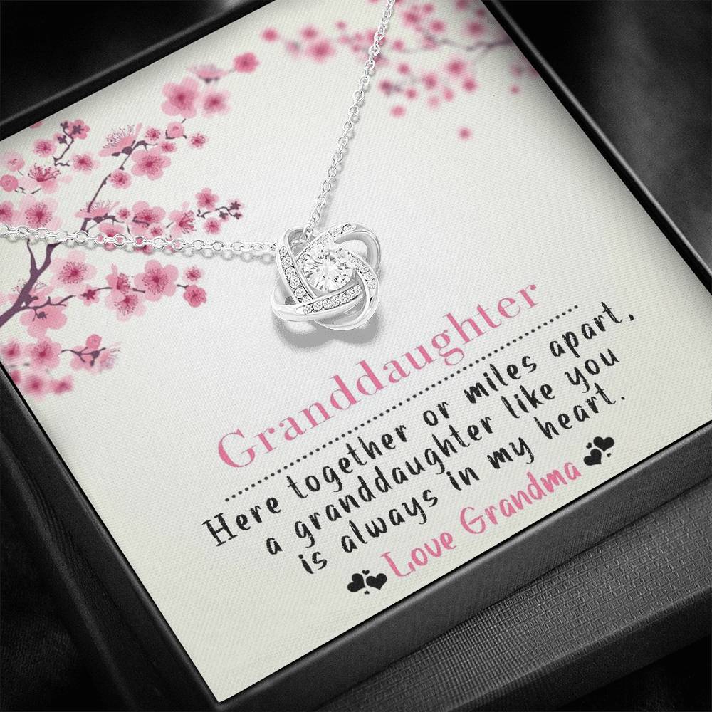To My Grand Daughter - Here Together Or Miles Apart | Artisan Crafted 14k Brilliant Gold Family Knot Necklace