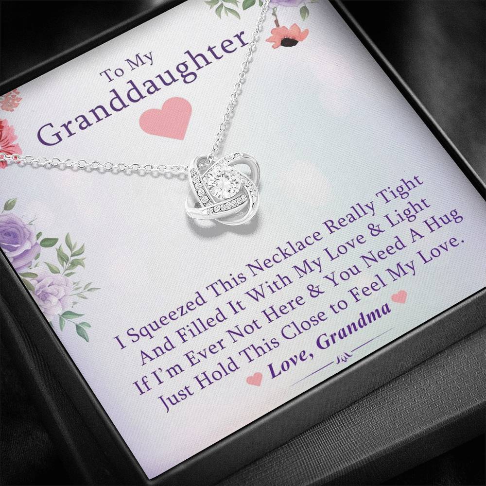 To My Grand Daughter - If I'm Not Here (Purple Floral Card) | Handcrafted 14k Brilliant Family Knot Necklace