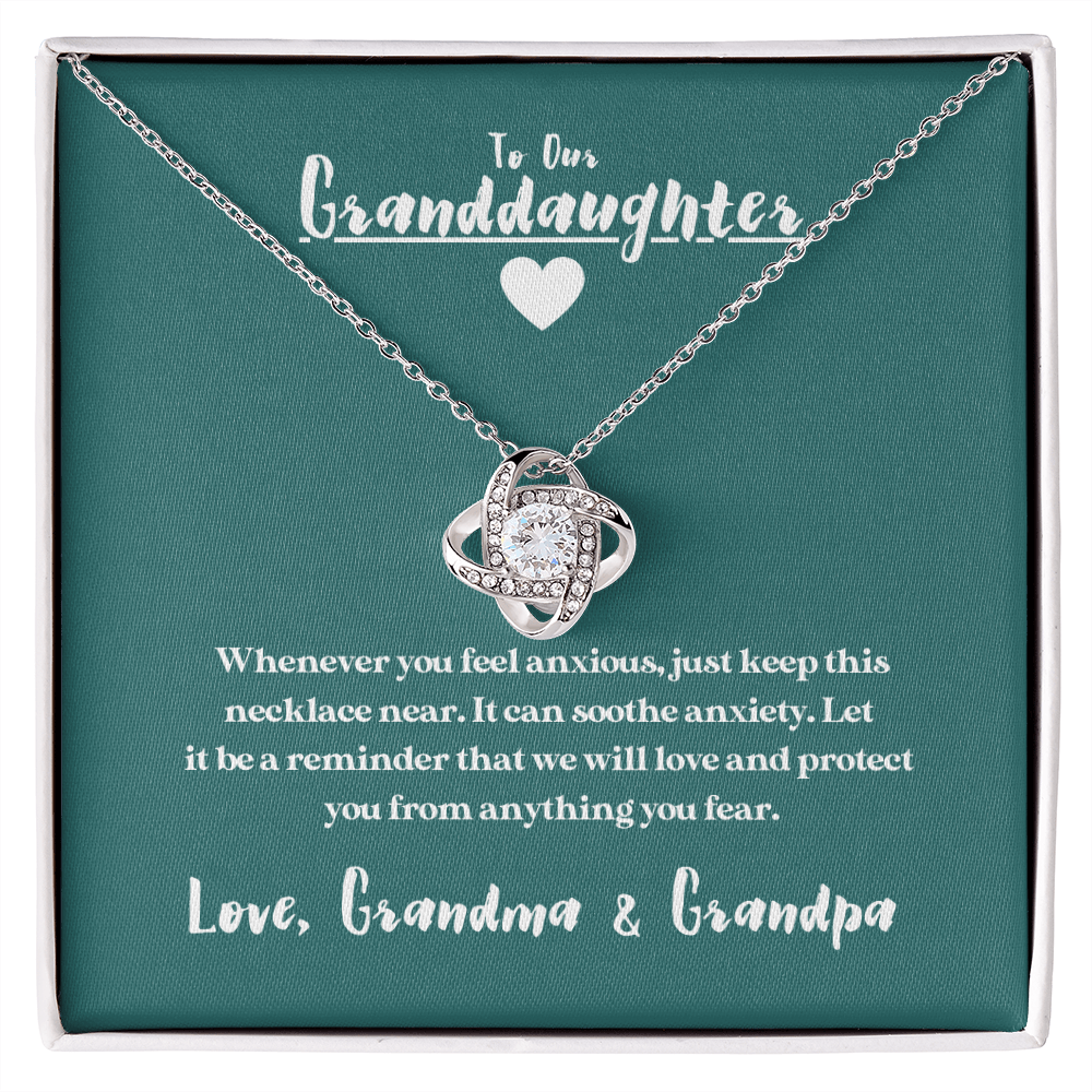 To Our Granddaughter - When You Feel Anxious | 14k White Gold Necklace (Grandma & Grandpa)