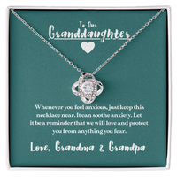 To Our Granddaughter - When You Feel Anxious | 14k White Gold Necklace (Grandma & Grandpa)