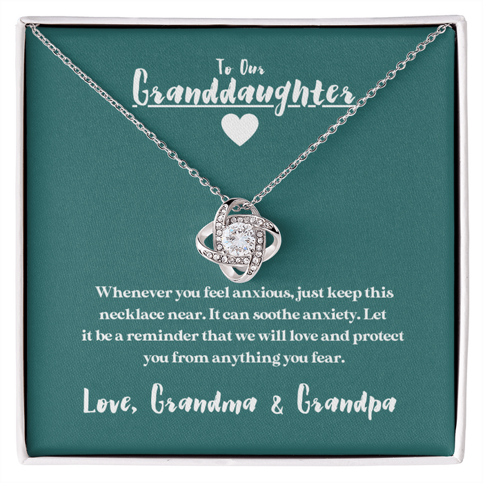 To Our Granddaughter - When You Feel Anxious | 14k White Gold Necklace (Grandma & Grandpa) Two Toned Box