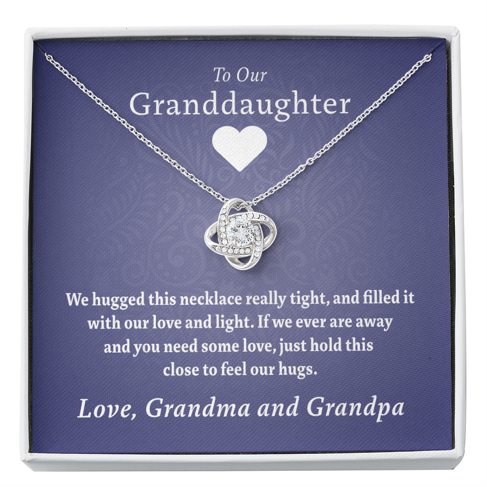 To My Granddaughters (Grandma & Grandpa) | Beautiful 14k White Gold Knot Necklace