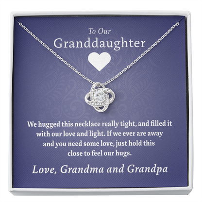 To My Granddaughters (Grandma & Grandpa) | Beautiful 14k White Gold Knot Necklace