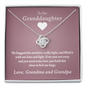Granddaughter - Two Hugs (Grandma & Grandpa) | Beautiful 14k White Gold Granddaughter Knot Necklace