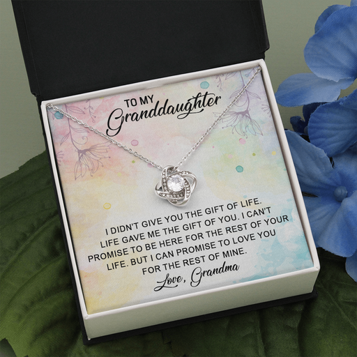 To My Granddaughter - Promise to Love You | Beautiful 14k White Gold Family Forever Love Knot | Granddaughter Keepsake Gift w/ Message Card Standard Box