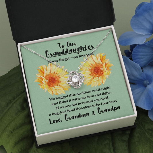 To Our Granddaughter - Love and Light (Green) | Beautiful 14k White Gold Family Forever Love Knot