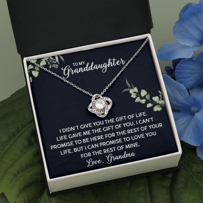 To My Granddaughter - Life Gave Me You | Beautiful 14k White Gold Family Forever Love Knot | Granddaughter Keepsake Gift w/ Message Card