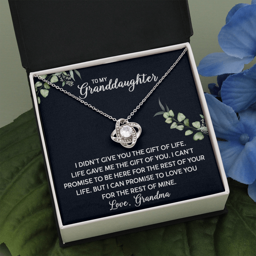 To My Granddaughter - Life Gave Me You | Beautiful 14k White Gold Family Forever Love Knot | Granddaughter Keepsake Gift w/ Message Card Standard Box