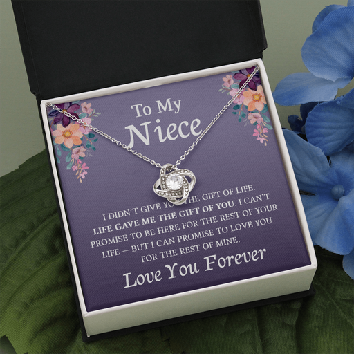 Necklace for Niece | 14k White Gold & Stainless Steel With Box and Poem Card (Lilac) Two Toned Box