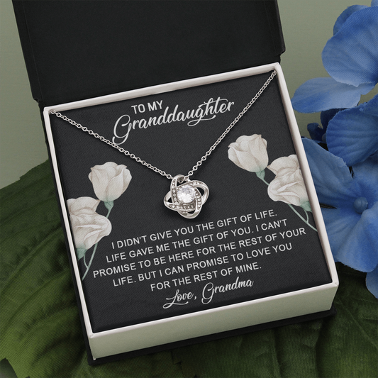 To My Granddaughter | Beautiful 14k White Gold Family Forever Love Knot | Granddaughter Keepsake Gift w/ Message Card