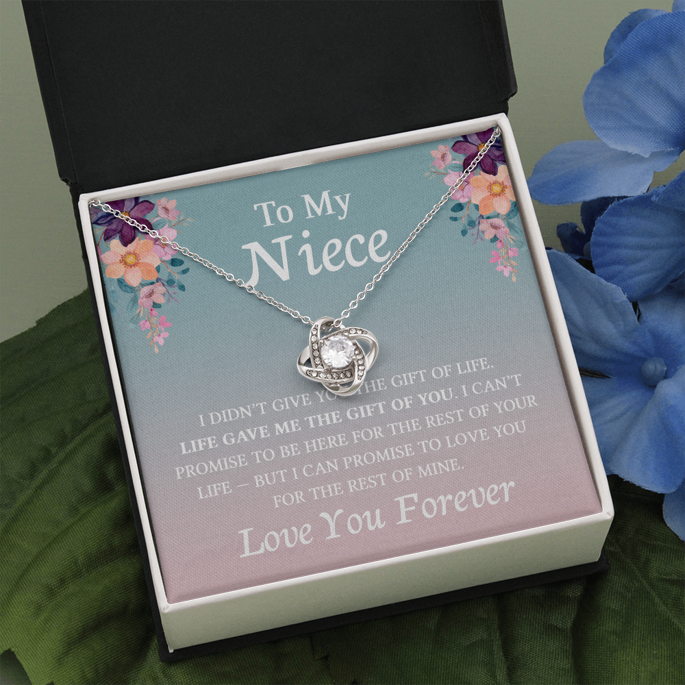 Necklace for Niece | 14k White Gold & Stainless Steel With Box and Poem Card (Lily)