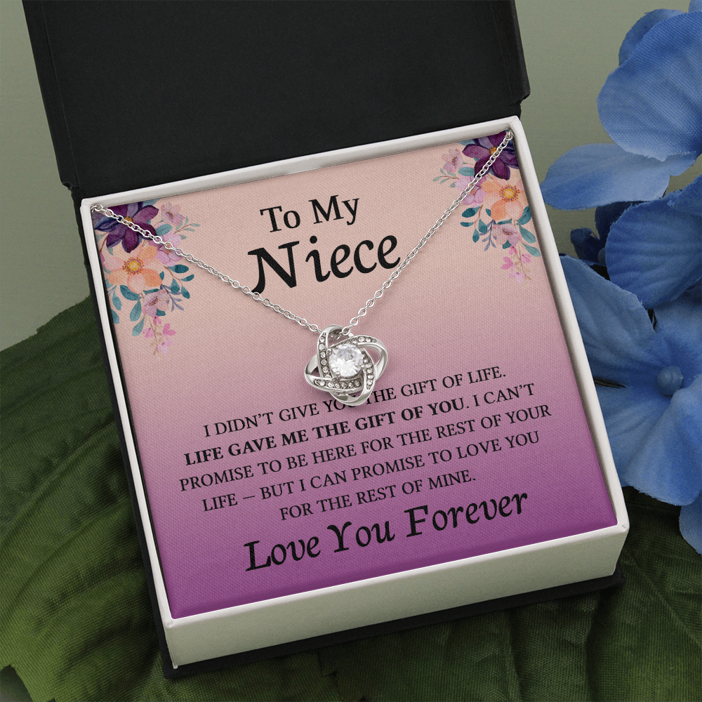 Necklace for Niece | 14k White Gold & Stainless Steel With Box and Poem Card (Peach)
