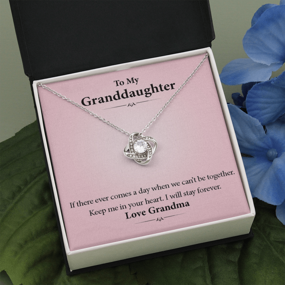 To My Granddaughter - In Your Heart Forever | Beautiful 14k White Gold Family Forever Love Knot | Granddaughter Keepsake Gift w/ Message Card
