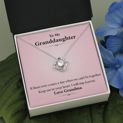To My Granddaughter - In Your Heart Forever | Beautiful 14k White Gold Family Forever Love Knot | Granddaughter Keepsake Gift w/ Message Card
